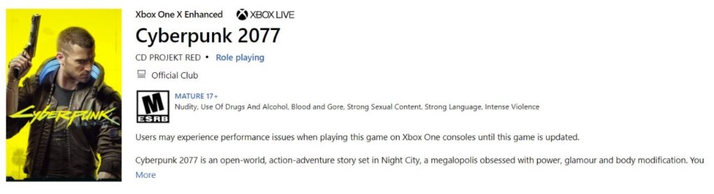 Xbox Store - Cyberpunk 2077