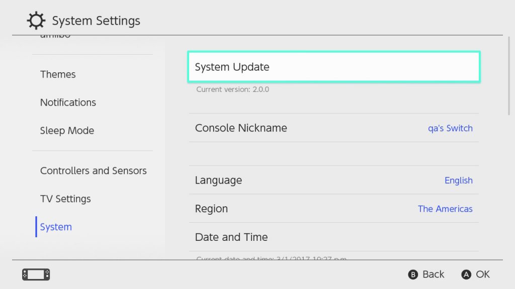 Nintendo Switch - System Update
