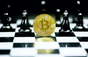 Bitcoin en tablero de ajedrez